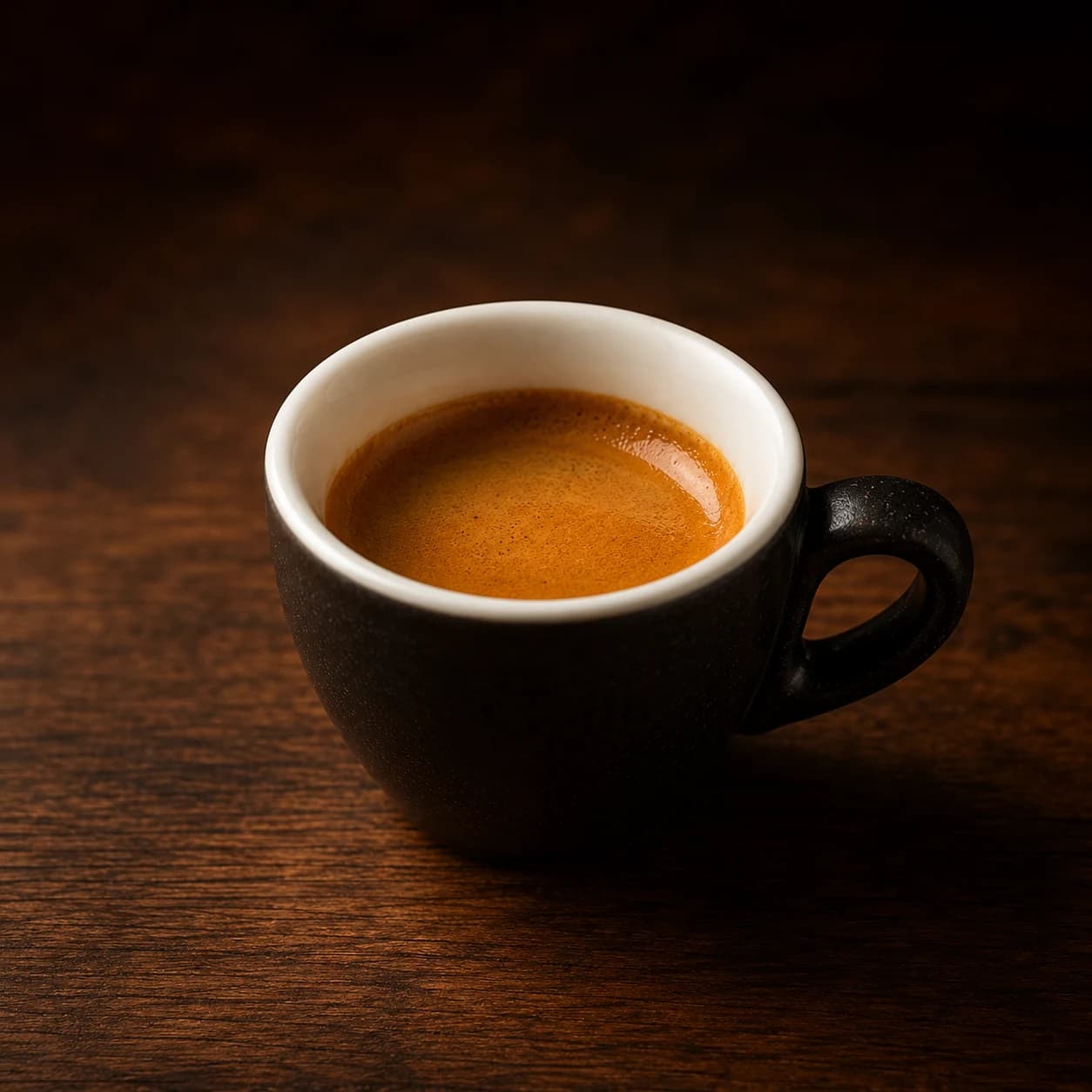 A single espresso, crema settling